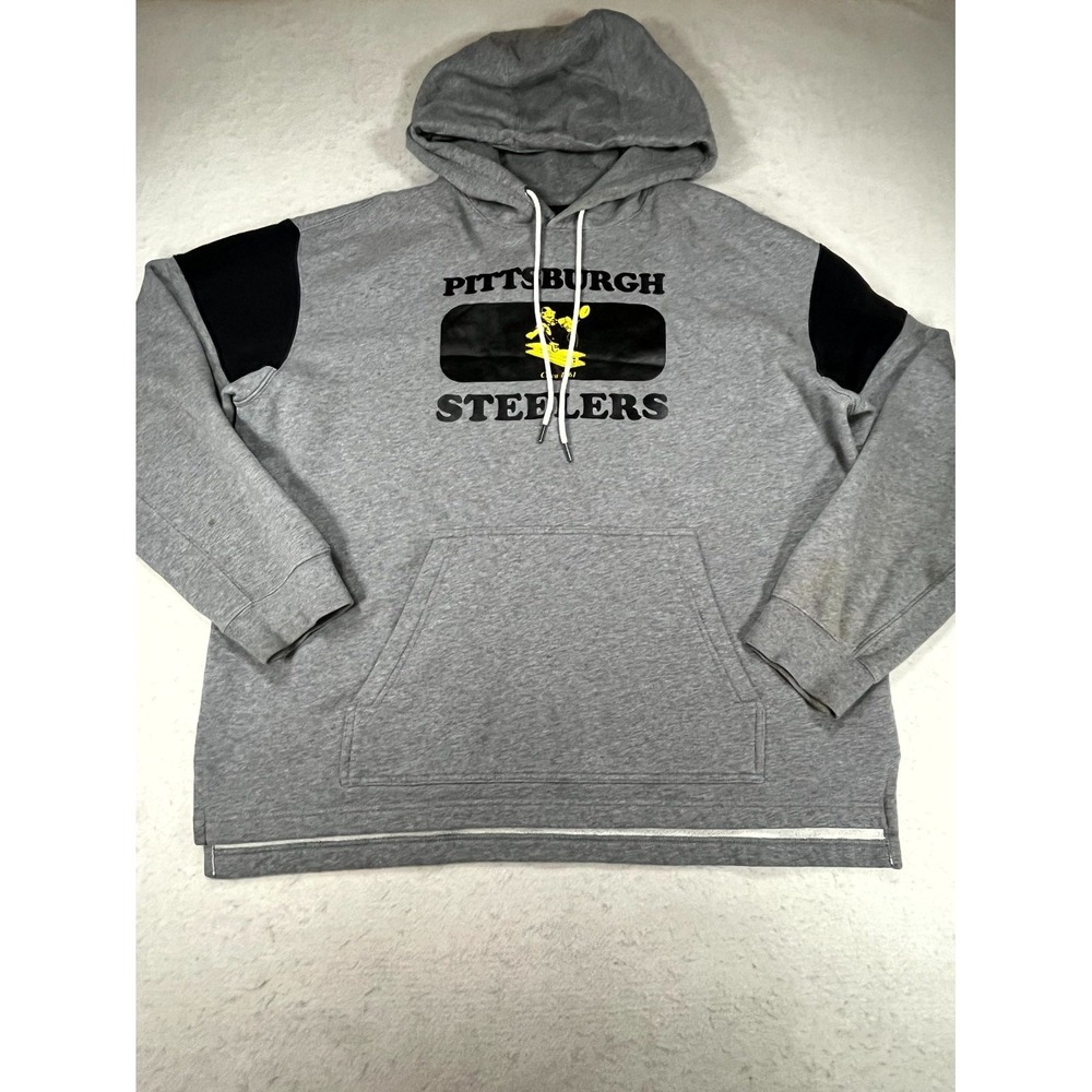 Pittsburgh Steelers Hoodie Mens Medium Heather Gray Nike NFL Fleece Sweatshirt